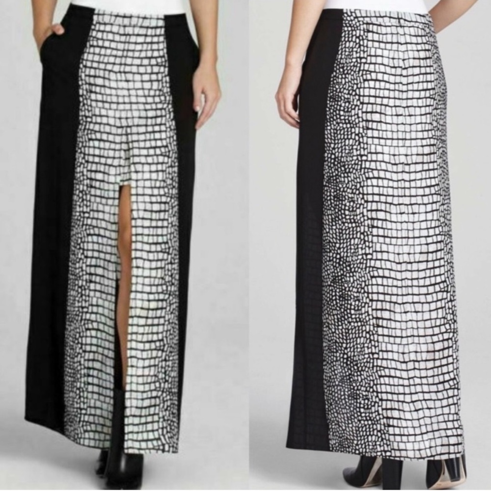 BCBG Maxazria Jane Croc Animal Print Slit Maxi Skirt